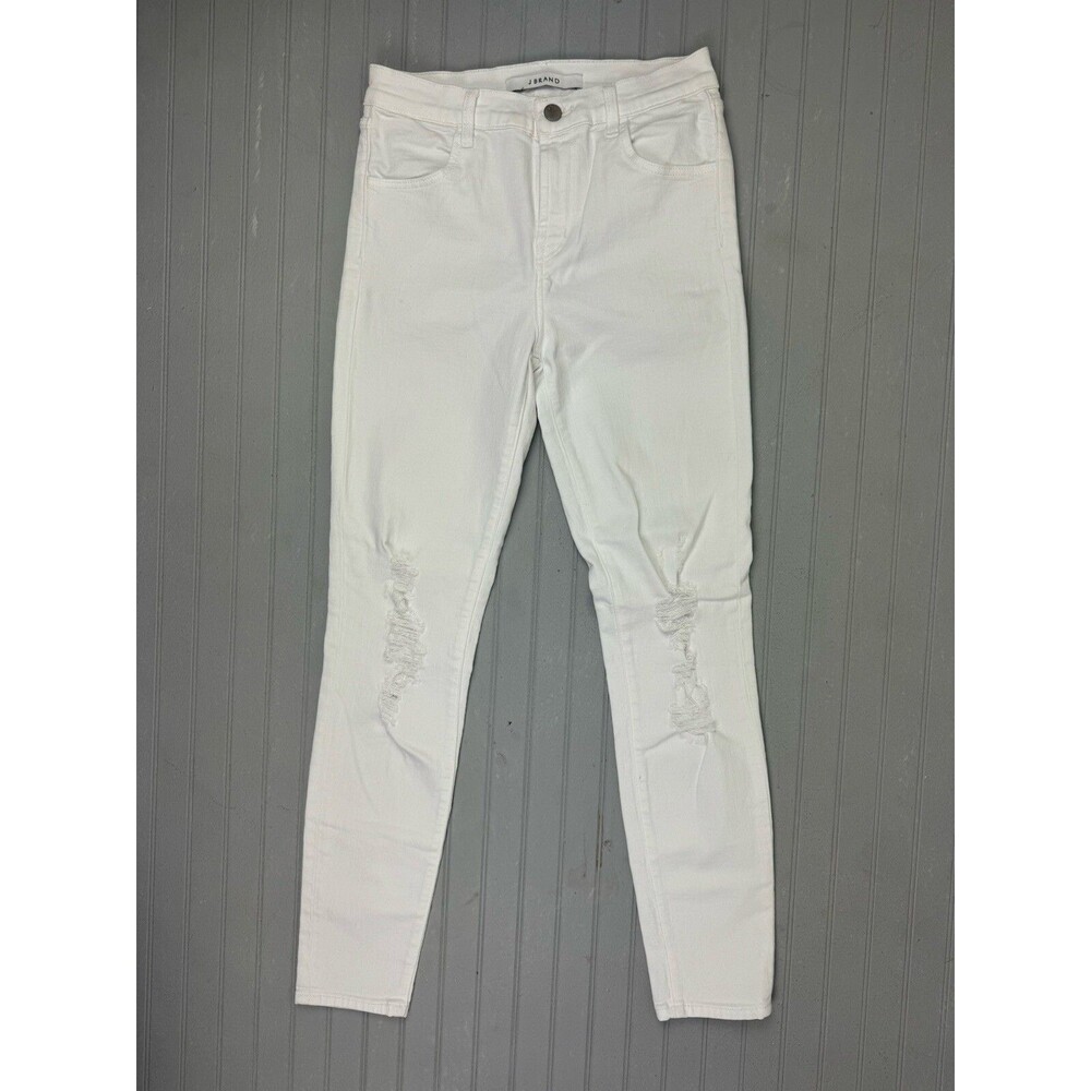 J Brand Size 25 Womens Jeans Mid Rise Skinny White Distress Stretch